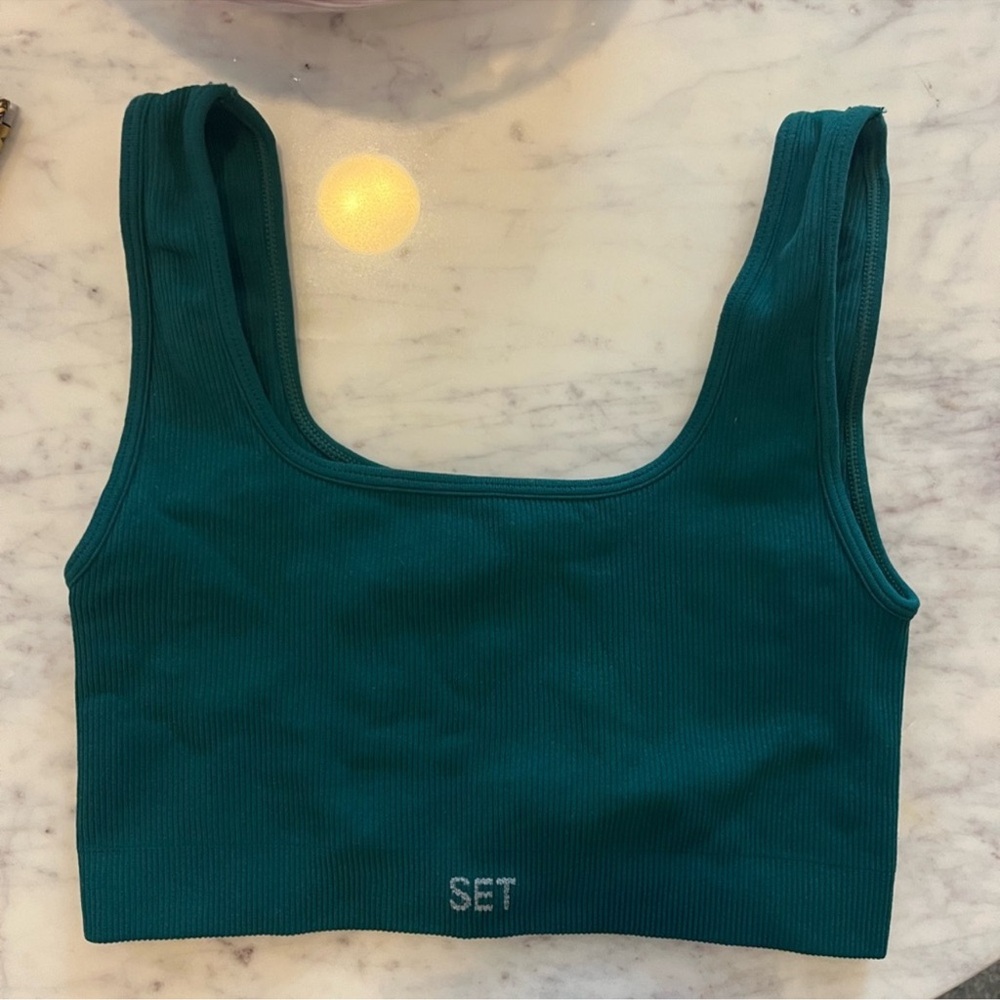 SET Active Forest Green Ribbed Sports Bra & High-Waist Leggings Set - Picture 4 of 9